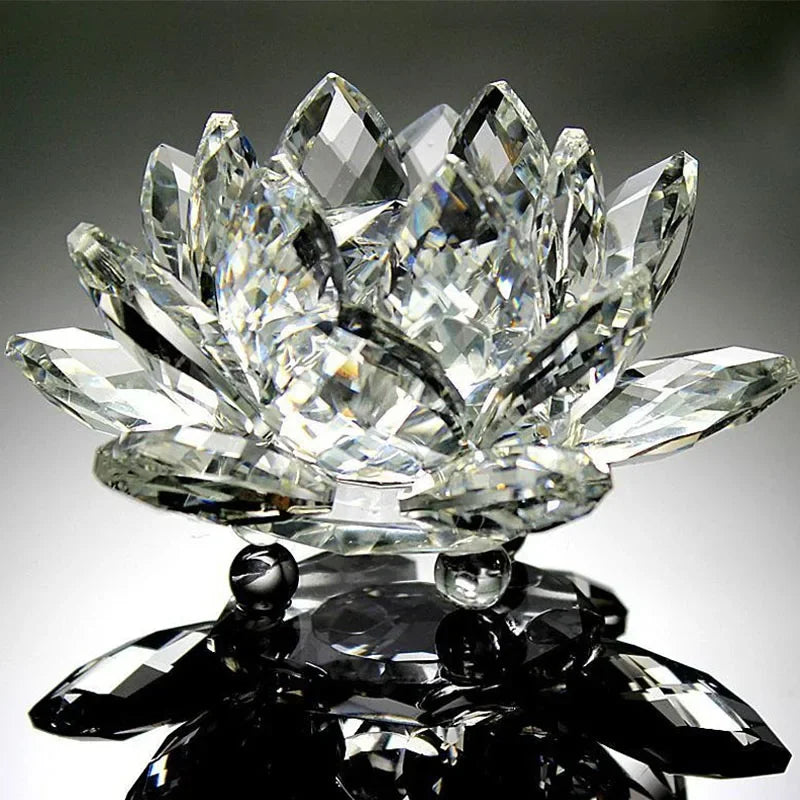 Fermacarte In Cristallo Di Quarzo Fiore Di Loto 80mm Artigianato In Vetro Feng Shui Decorazioni Per Casa Regalo