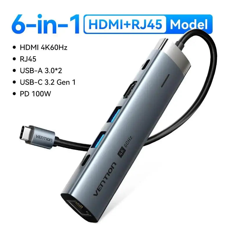 Hub USB C 4K60Hz HDMI RJ45 PD 100W Adattatore Per MacBook iPad Pro Air M2 M1 Samsung USB 3 0