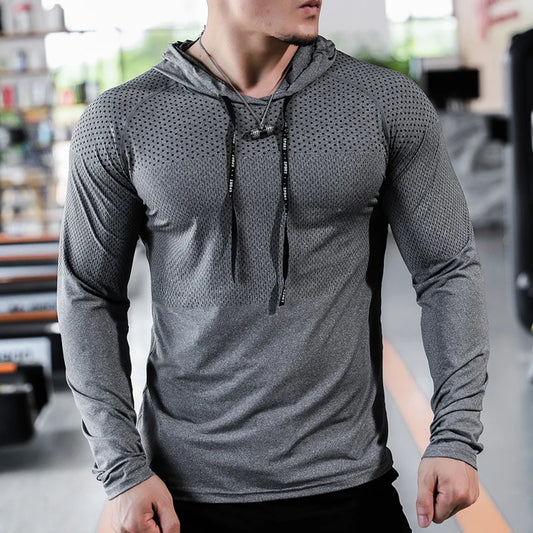 Tuta fitness da uomo Corsa sportiva Felpa con cappuccio Pantaloni da palestra Camicie da allenamento all'aperto con cappuccio Top Abbigliamento Felpa da allenamento muscolare