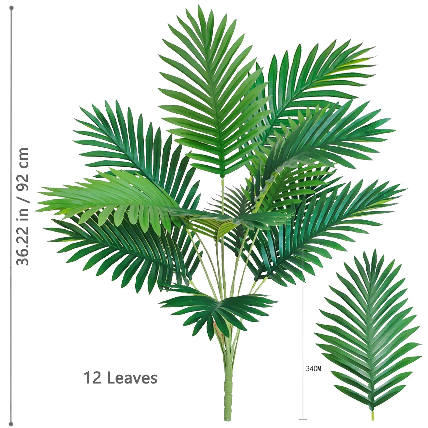 Palma Artificiale Tropicale Con Rami Di Foglie In Plastica Verde Per Decorazione Giardino Esterno Misure 50 90 120 Cm