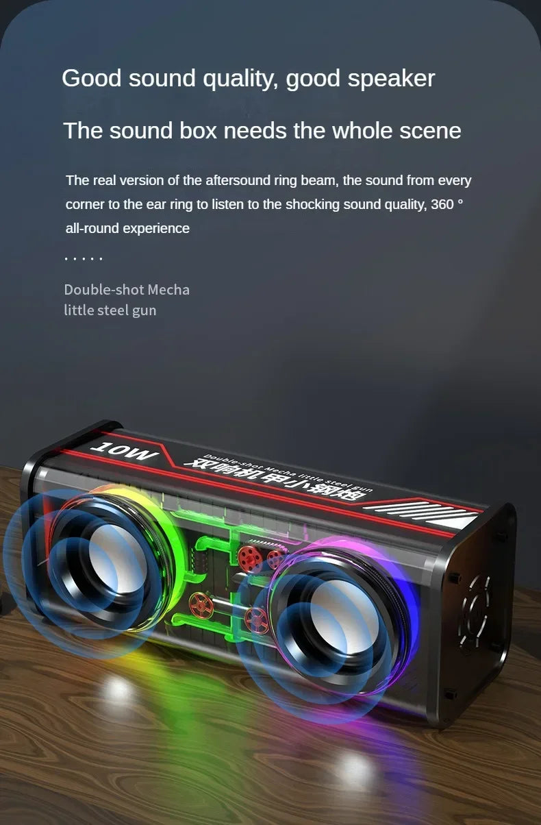 V8 Trasparente Altoparlante Bluetooth 5.0 Wireless Doppio Bassi Diaframma Subwoofer RGB Luce Mini Altoparlante per Festa