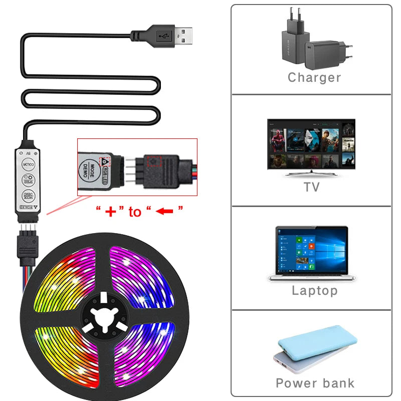 Striscia LED Per TV Controllo A 3 Tasti USB 5V Retroilluminazione TV Nastro Flessibile Decorazione Per Feste