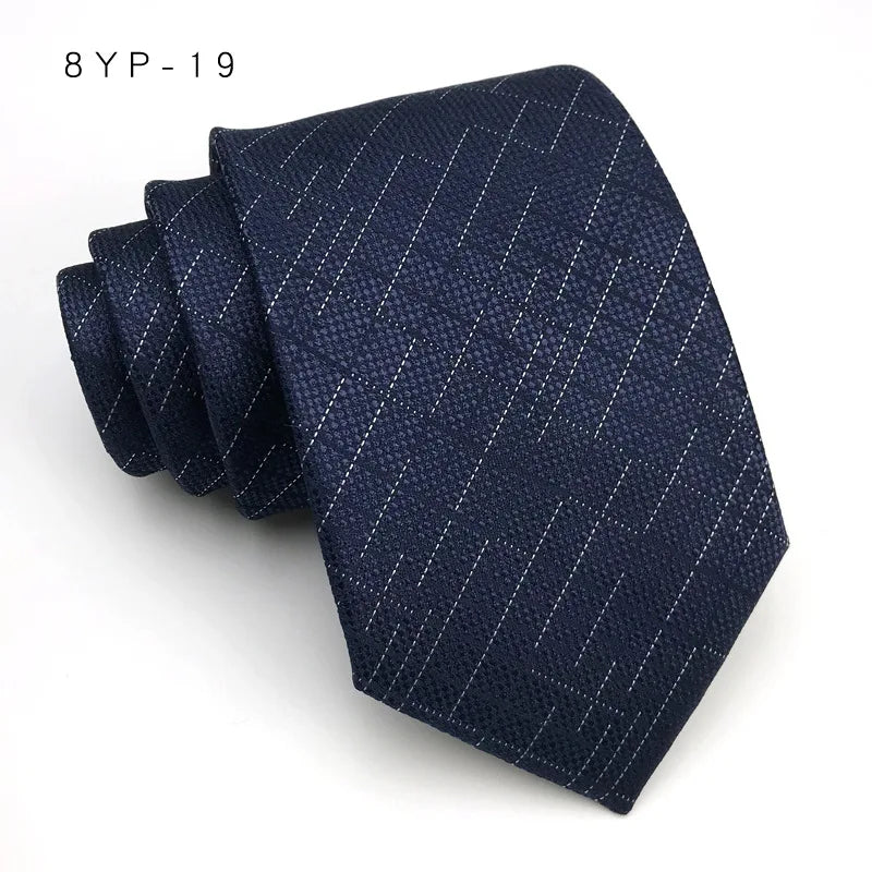 Cravatta Da Uomo 8 Cm In Poliestere Jacquard A Righe Classica Per Matrimonio E Affari Ascot YISHLINE