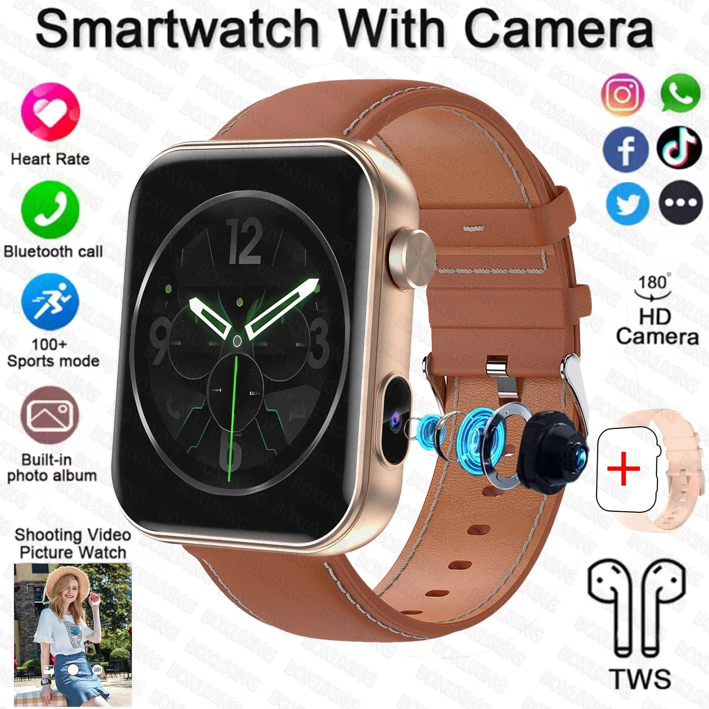 Smartwatch Con Fotocamera Registrazione Video Sincronizzazione Telefono Memoria Ampia Bluetooth Chiamate Musica 2025