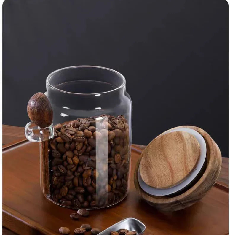 JUSTINLAU Barattoli In Vetro Sigillato Per Cereali E Chicchi Di Caffè Con Cucchiaio E Spezie Da Cucina 400ml 600ml 900ml