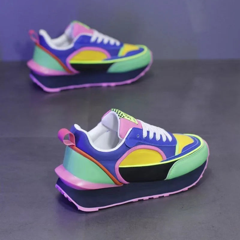 Scarpe Da Ginnastica Casual Uomo Donna Con Piattaforma Maggiorata Traspirante In Pelle Retro