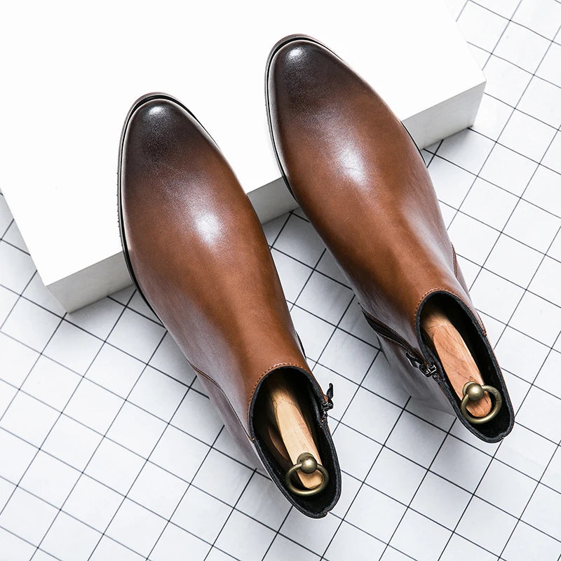 Scarpe Da Uomo Stivaletti Chelsea Impermeabili In Pelle Casual E Business Retrò Mocassini Classici