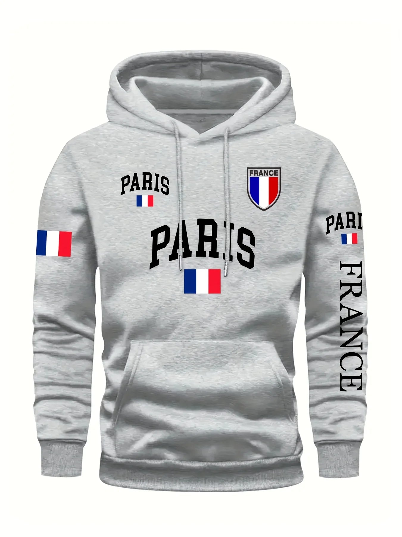 Felpa con Cappuccio da Donna Bandiera di Parigi Stampata Autunno Inverno Abbigliamento Casual Caldo Confortevole