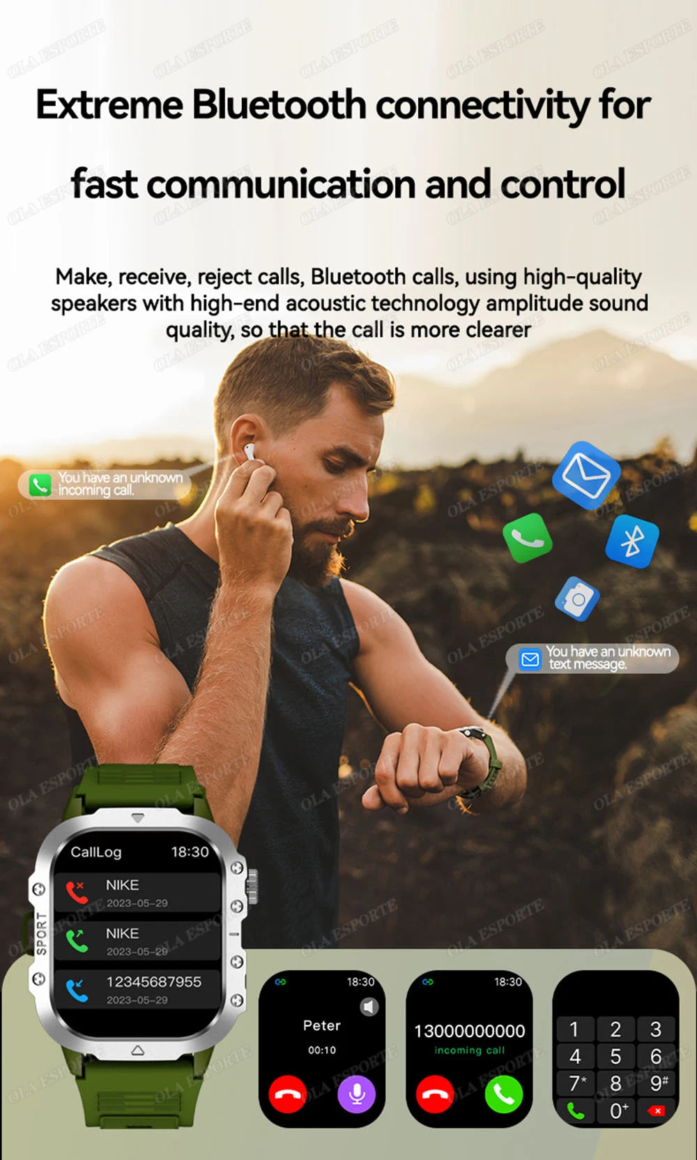 Smartwatch Militare Robusto 2026 Con GPS Chiamate Bluetooth Monitoraggio Salute Fitness Impermeabile 5ATM Per Uomo HW12