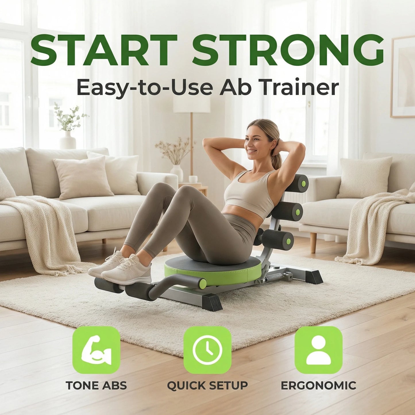 Scooter Addominale Multifunzionale Per Allenamento Core A Casa Con Compressore Integrato Per Definire Addominali