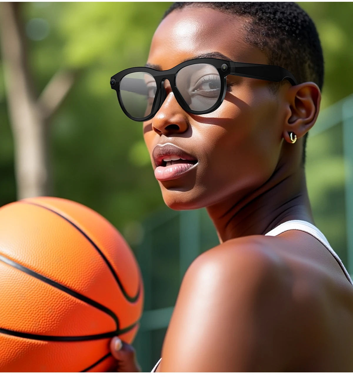Senbono AI Occhiali Intelligenti Con Fotocamera Per Foto Video Chiamate Musica Sport Bluetooth Traduttore Per Uomo Donna