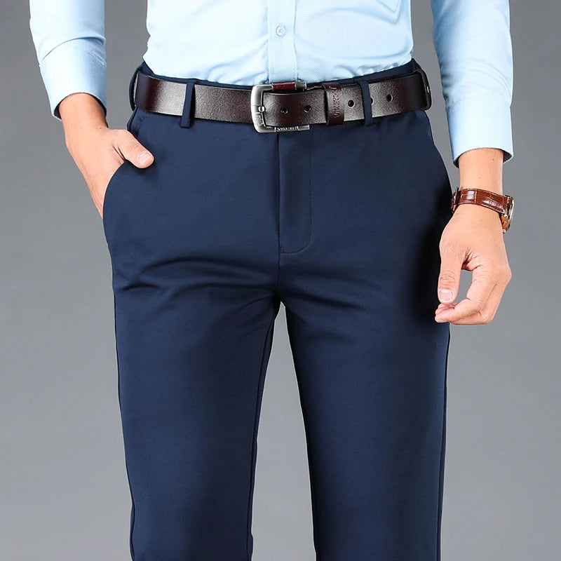 Pantaloni Da Uomo Eleganti Dritti Largi Elasticizzati Per Lavoro Casual Grandi Dimensioni Primavera Autunno