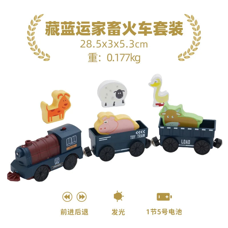 Set Trenini Elettrici Per Ferrovia In Legno Pista Del Treno Regalo Di Natale Per Bambini