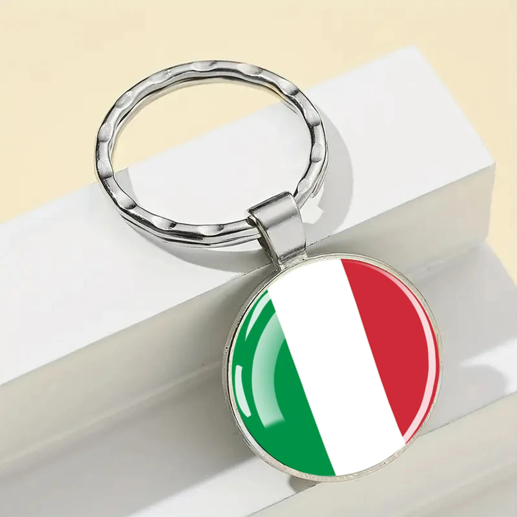 Portachiavi Bandiera Europea Albania Spagna Italia Francia Regno Unito Ciondolo Vetro Metallo Per Borsa Regalo Patrioti