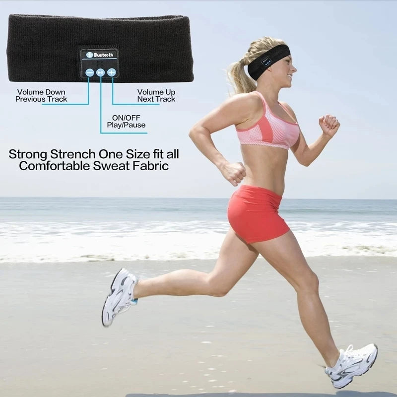 Cuffie Bluetooth 5.0 Stereo Wireless Con Microfono E Fascia Sportiva Per Corsa E Sonno Lunga Durata Della Batteria