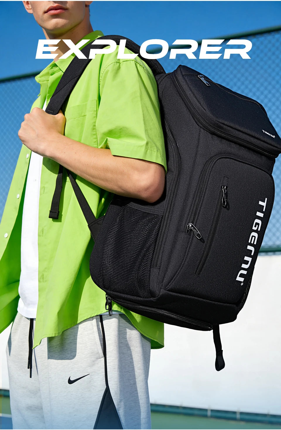 Tigernu Zaino Sportivo Da Uomo 25L Per Viaggio Trekking E Badminton Grigio Nero Esterno