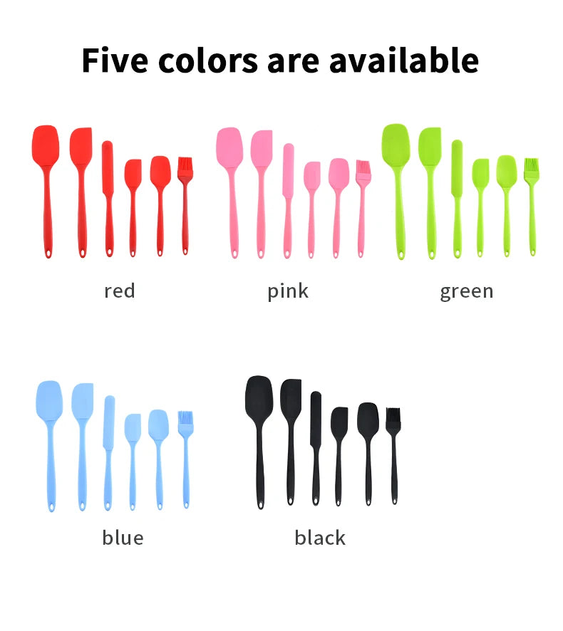 Set Di Utensili Da Cucina In Silicone Sei Pezzi Con Spatola Raschietto Integrato Per Crema Spazzola Per Olio