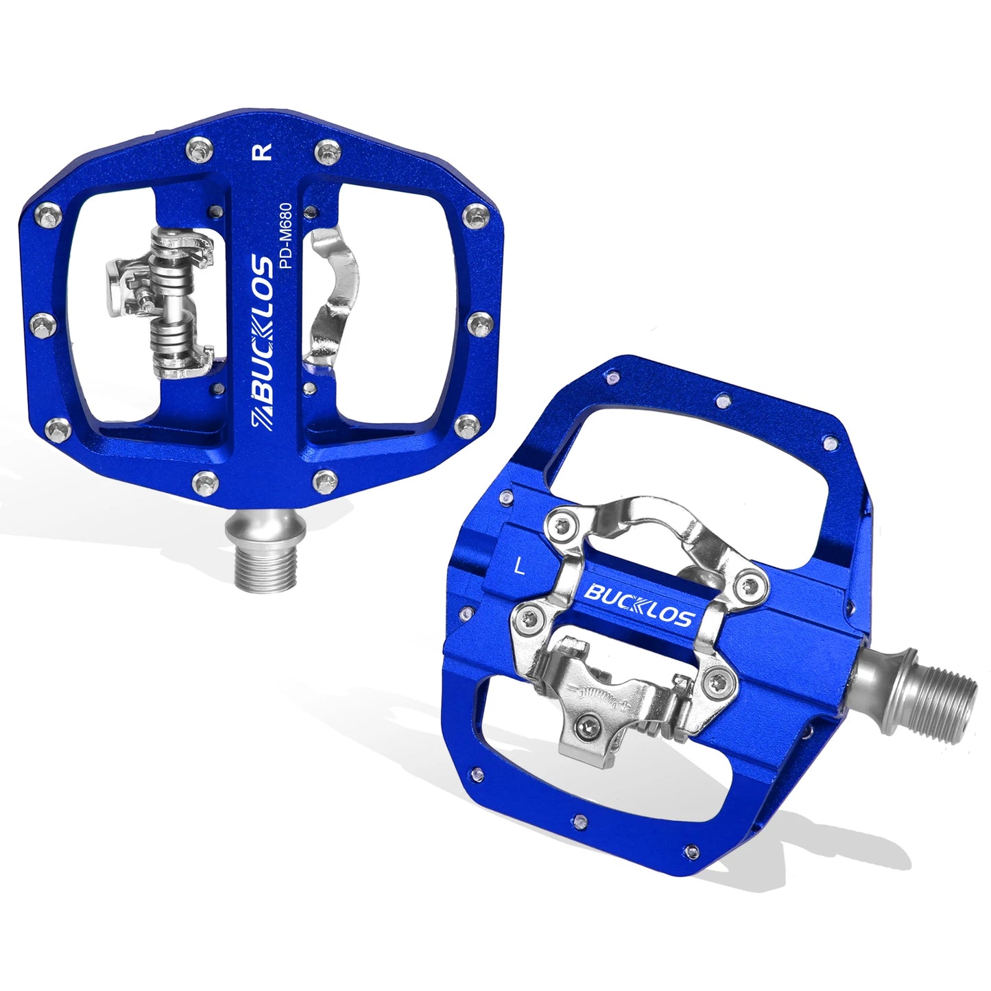 Bucklos Pedali MTB Piatto Piattaforma in Lega di Alluminio con Sistema SPD Integrato Compatibile Mountain Bike