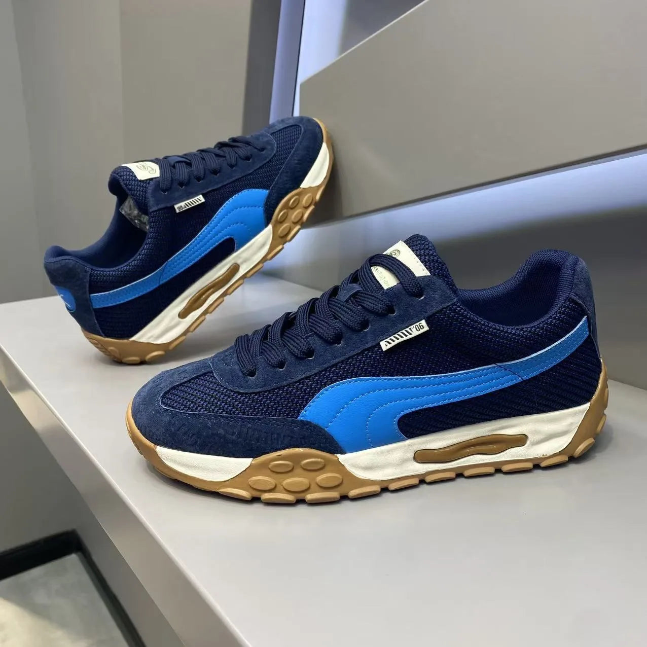 Sneakers Casual Uomo Designer Retro Scarpe Da Corsa In Microfibra Tessuto Pelle Traspirante Con Plateau Interno