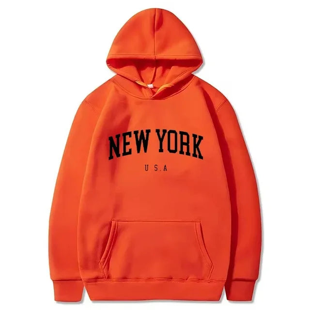 Felpe Con Cappuccio Uomo Donna New York City Stampe Lettere Grafica Casual Harajuku Pullover Abbigliamento Sportivo
