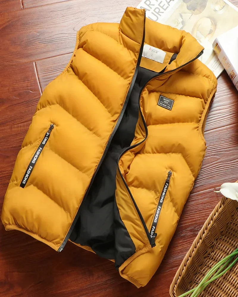 Puffer Senza Maniche Da Uomo 2024 Colletto Mandarino Giacca Piumino Inverno Caldo Gilet Outwear Abbigliamento Uomo