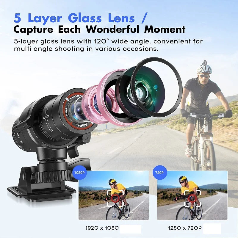 Mini Fotocamera Sportiva DV Action Impermeabile Per Casco Full HD 1080P Video Ideale Per Bicicletta Moto