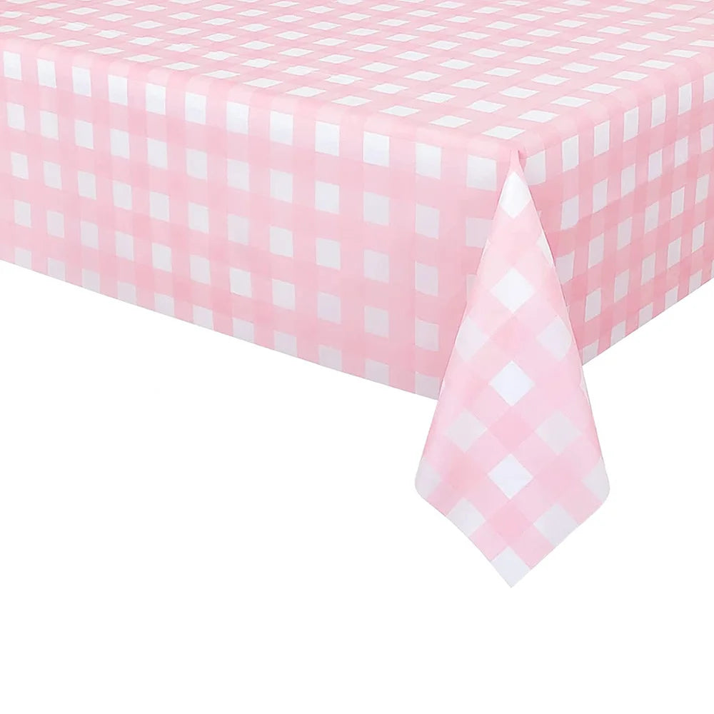 Tovaglia Usa e Getta a Quadretti Rosa Blu Pastello 137x274 CM Rettangolare in PVC Decorazioni Compleanno Baby Shower