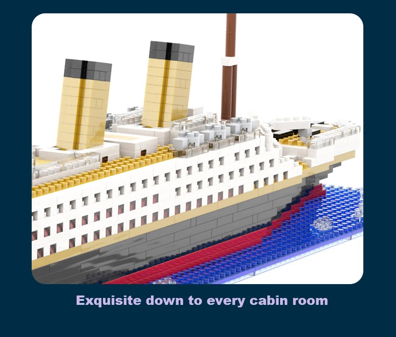 Titanic Giant Puzzle Kit Micro Blocchi Nave da Crociera Desktop Regalo Compleanno Bambini