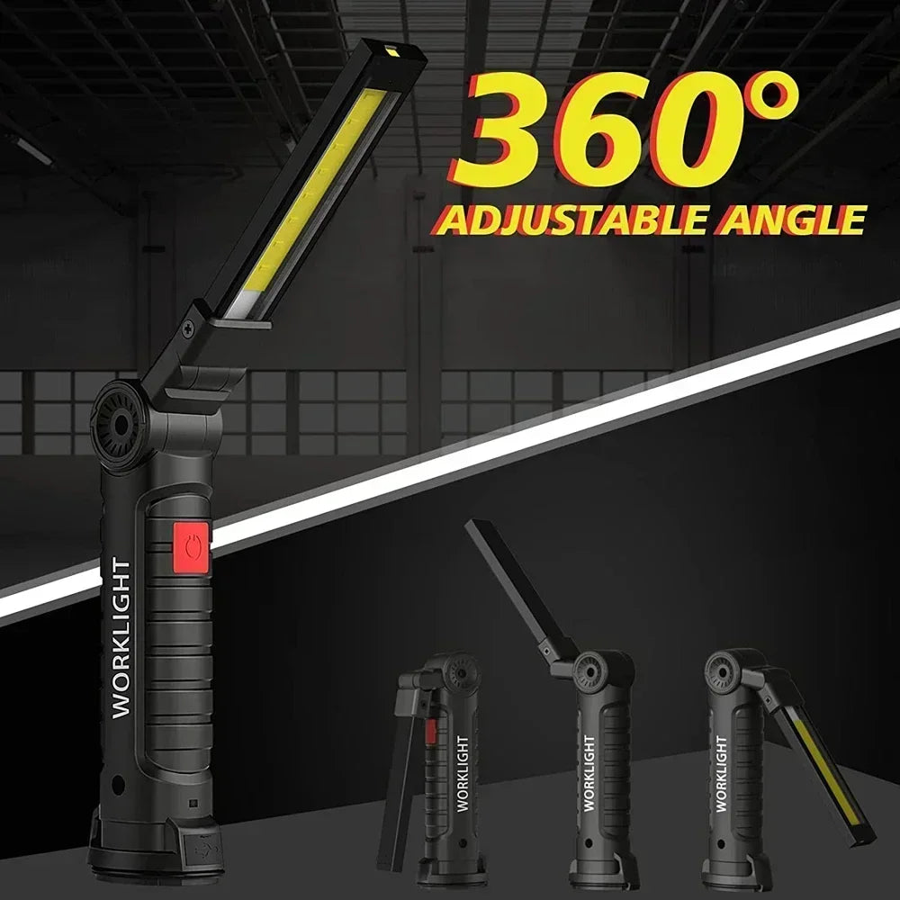 Torcia Portatile A LED COB Ricaricabile USB Lanterna Magnetica Con Batteria Incorporata Per Campeggio E Lavoro