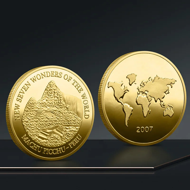 Set Di 7 Monete Placcate Oro E Argento Sette Meraviglie Del Mondo Collezione Commemorativa Viaggi