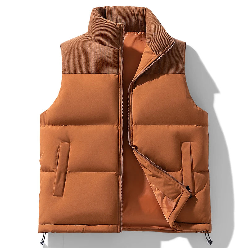 Gilet Imbottito da Uomo Con Cerniera Senza Maniche Giacca Casual Autunnale In Cotone Spesso