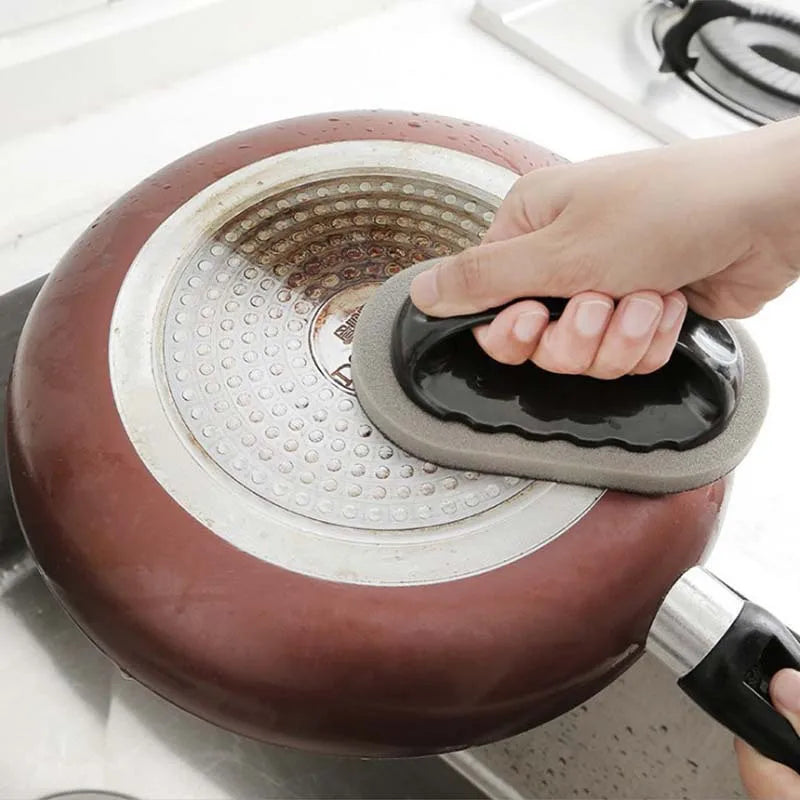 1 pezzo con manico spugna smeriglio strofinare strofinare magico, adatto per controsoffitti della cucina, fondo del vaso di lavaggio sporco nero, pulire la tagliere