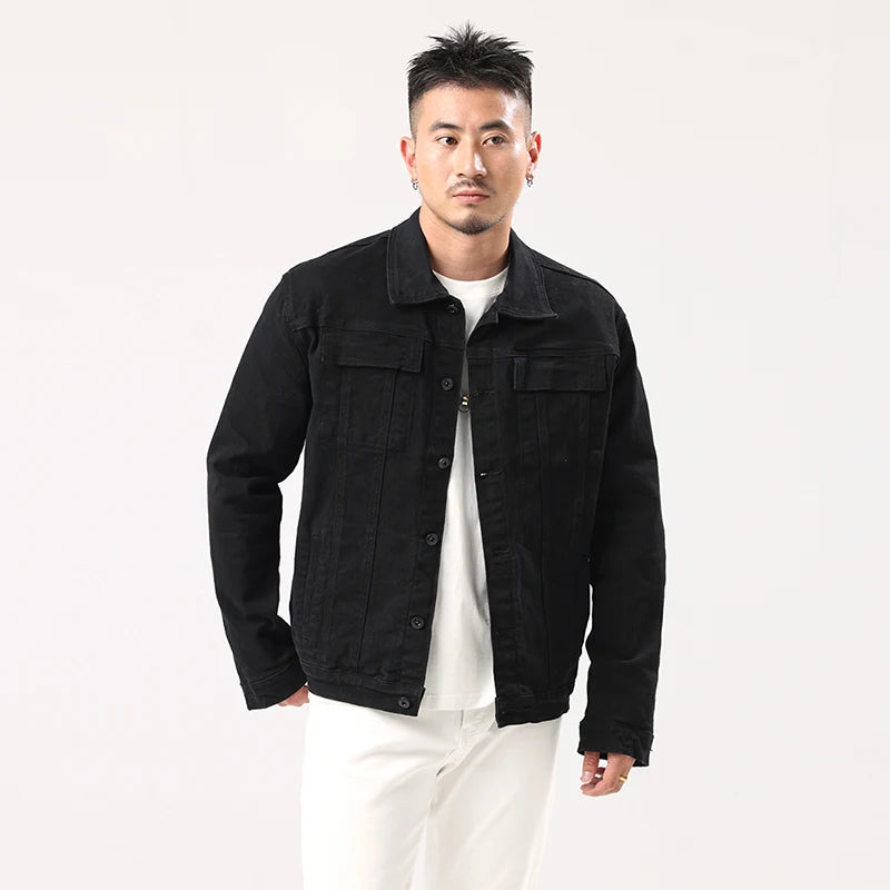 Giacca Jeans Caramello da Uomo 2025 Primavera Autunno Nuovo Stile Slim Elasticizzata Classica Moda