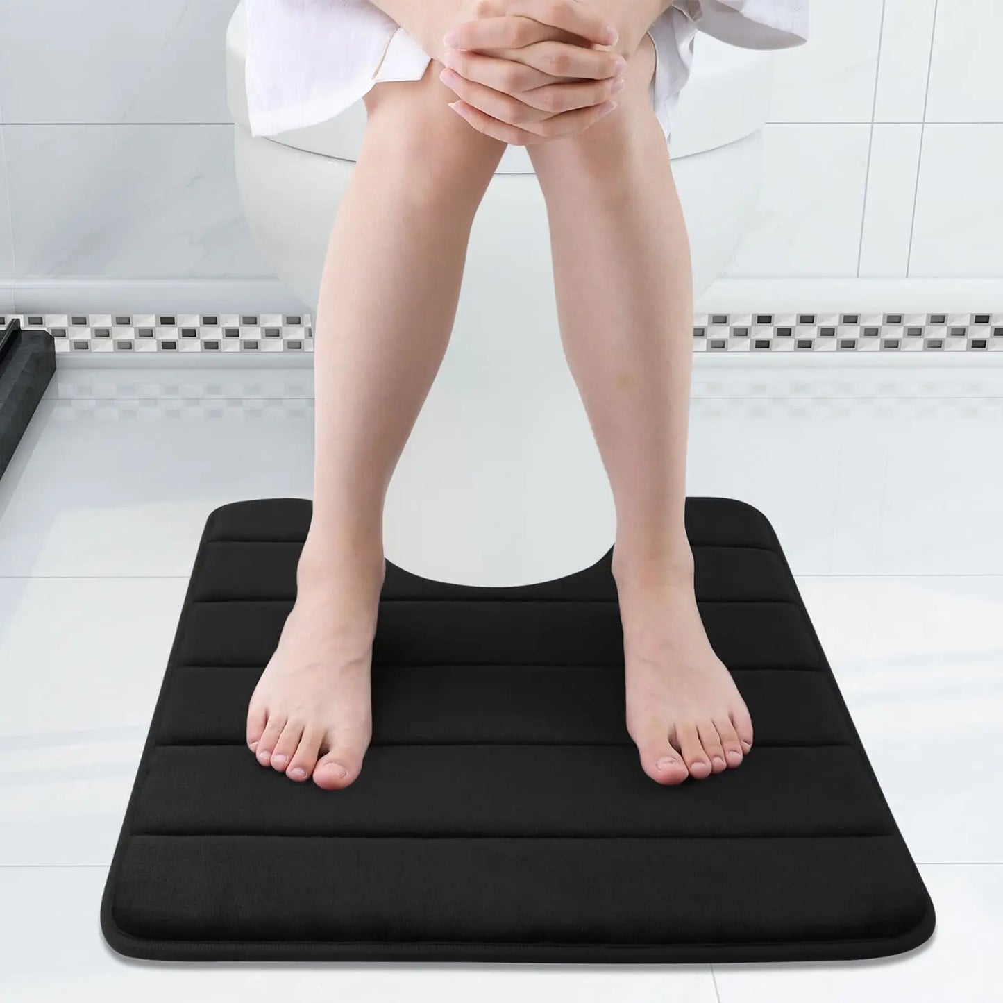 Tappetino Da Bagno A Forma Di U 50x60 Cm Memory Foam Assorbente Antiscivolo Per Pavimento Del Bagno