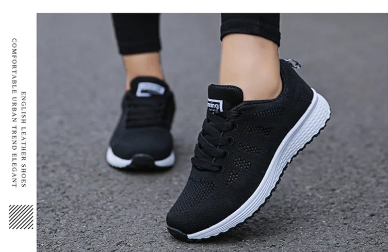 Scarpe Casual Traspiranti Da Donna Walking Mesh In Nylon Tessuto Calzature Femminili Leggere