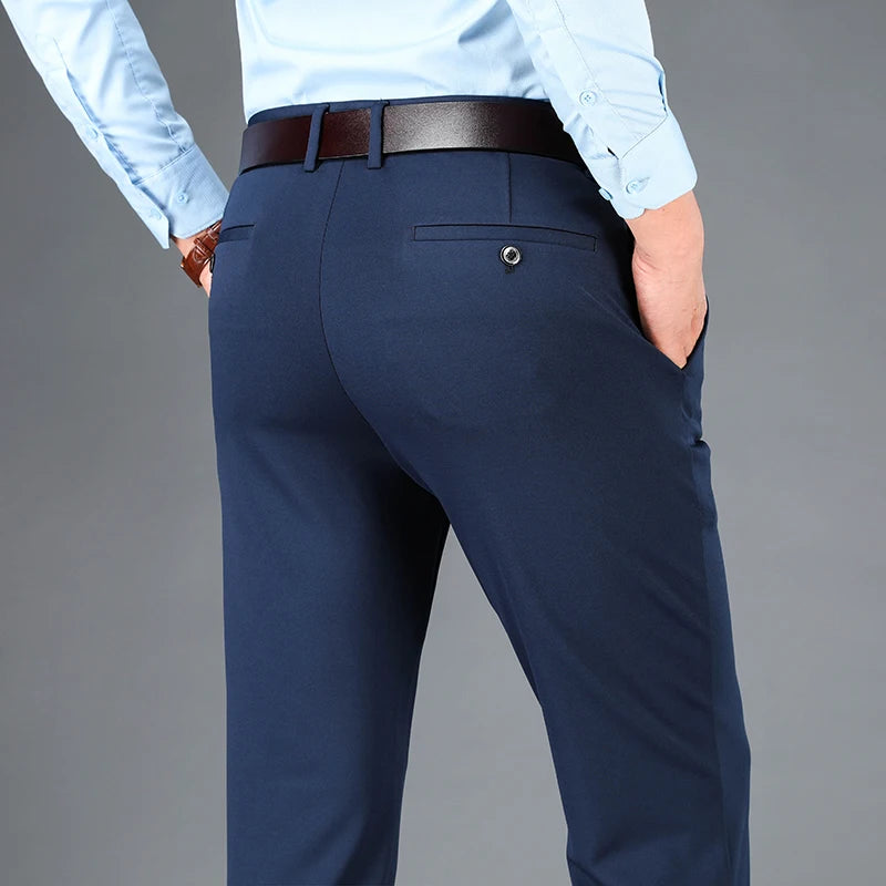 Pantaloni Da Uomo Eleganti Dritti Largi Elasticizzati Per Lavoro Casual Grandi Dimensioni Primavera Autunno