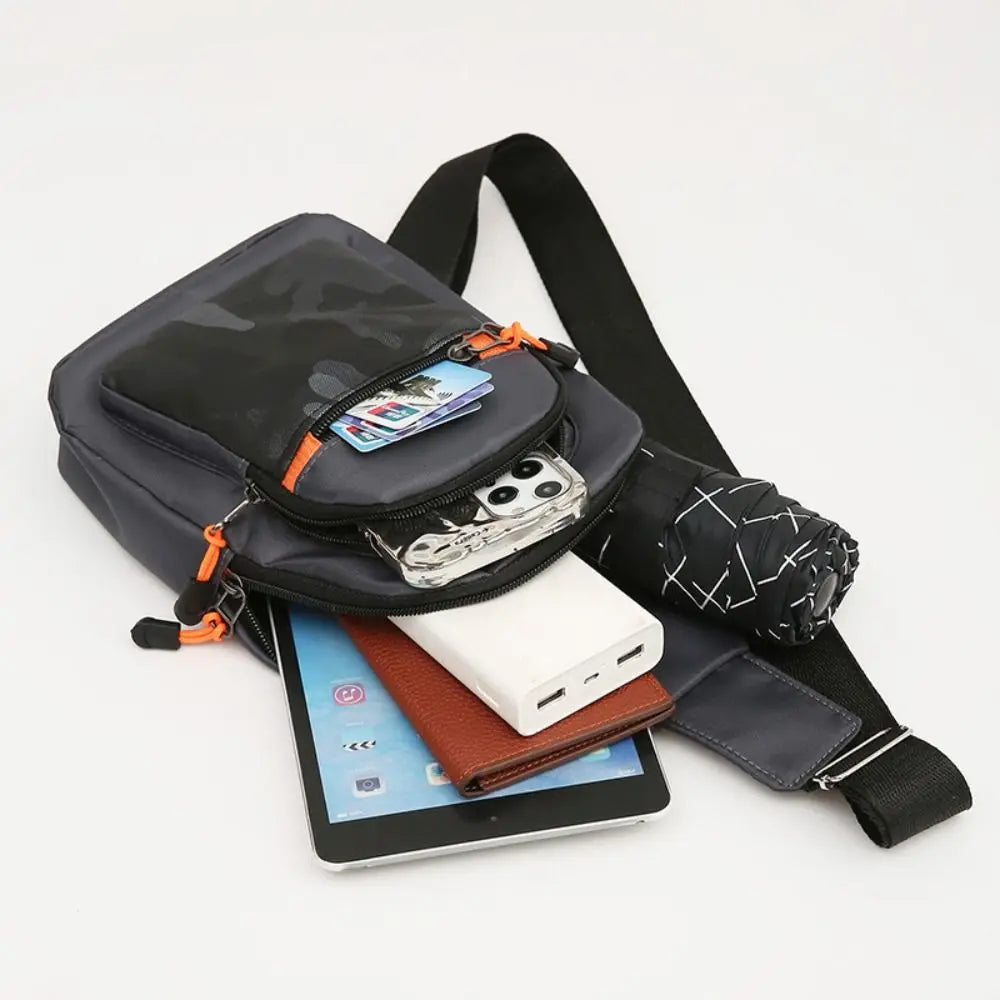 Borsa Da Petto Da Uomo In Tessuto Oxford Nero Grigio Blu Marsupio Grande Capacità Con Tracolla Unisex Sportiva Esterno