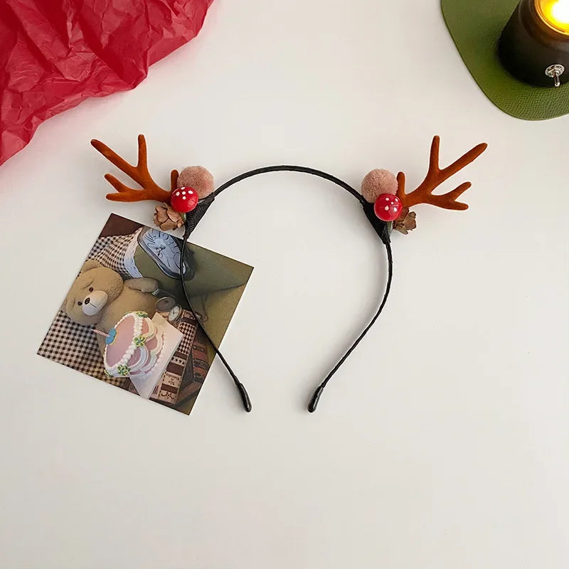 Fascia Natalizia Corna Di Renna Con Fiore Copricapo Per Capelli Per Bambini Adulti Natale Halloween Cosplay