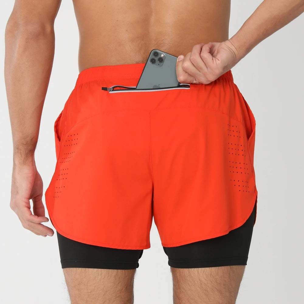 Pantaloncini Da Corsa Da Uomo 2 In 1 Palestra Asciugatura Rapida Pantaloni Corti Sportivi Estivi