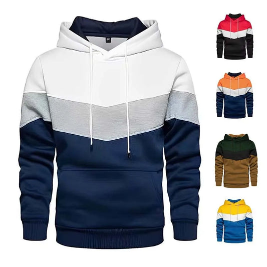Felpa Con Cappuccio Patchwork Uomo Termica In Pile Autunno Inverno Abbigliamento Sportivo Casual Esterno Moda Di Strada