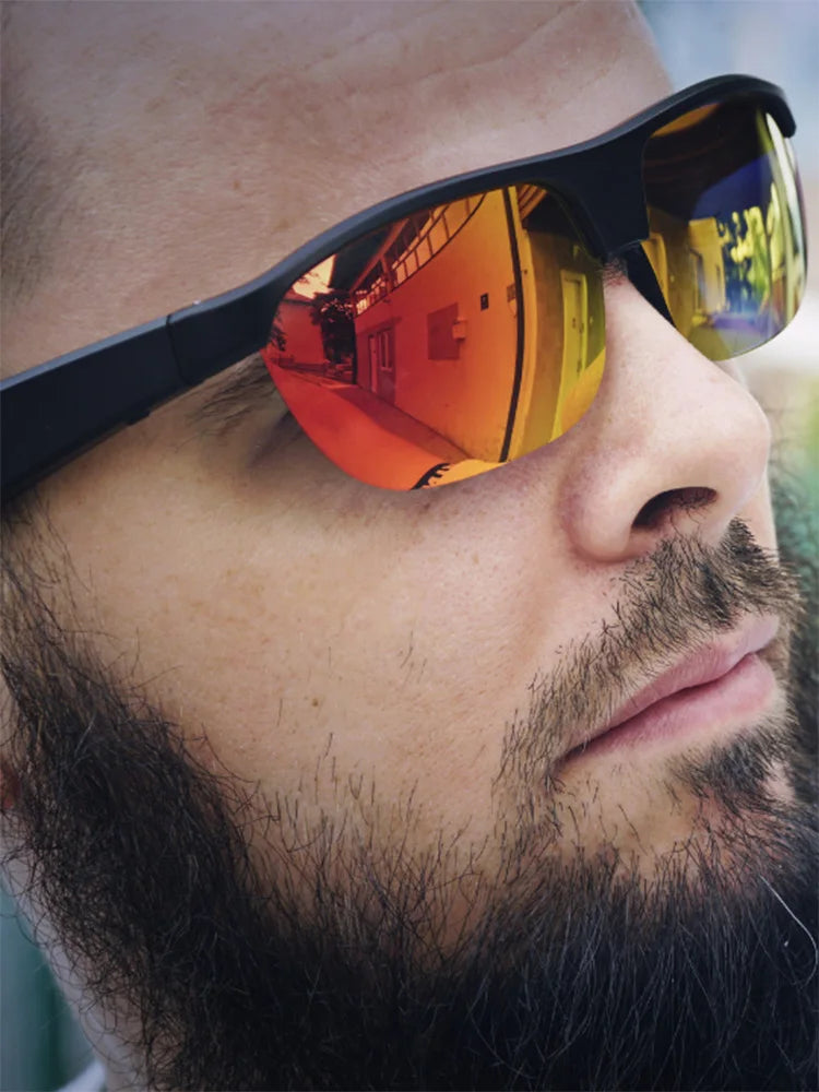 Occhiali Intelligenti Da Uomo Con Cuffie Bluetooth 5.0 Occhiali Da Sole Sport Per Esterni Musica Fotocamera Chiamate Assistente Vocale