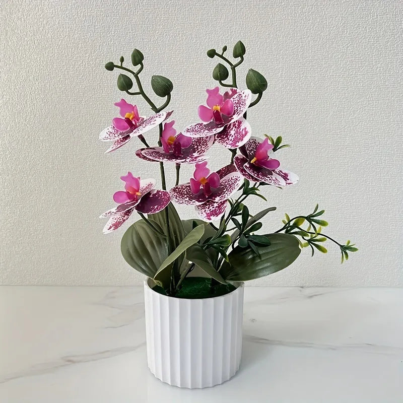 Doppio Pacchetto Farfalle Orchidee Artificiali Con 6 Fiori Verde Realistico Per Piante In Vaso Decorazione Interni