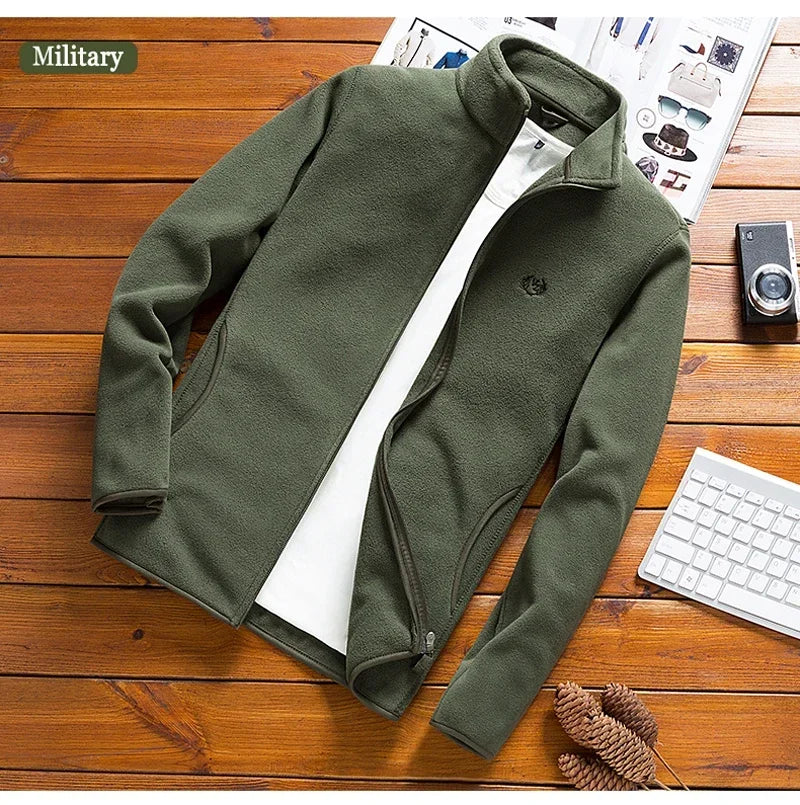 Giacca Da Uomo In Pile Da Montagna Softshell Capispalla Polartec Verde Militare 4XL Plus Size Termica