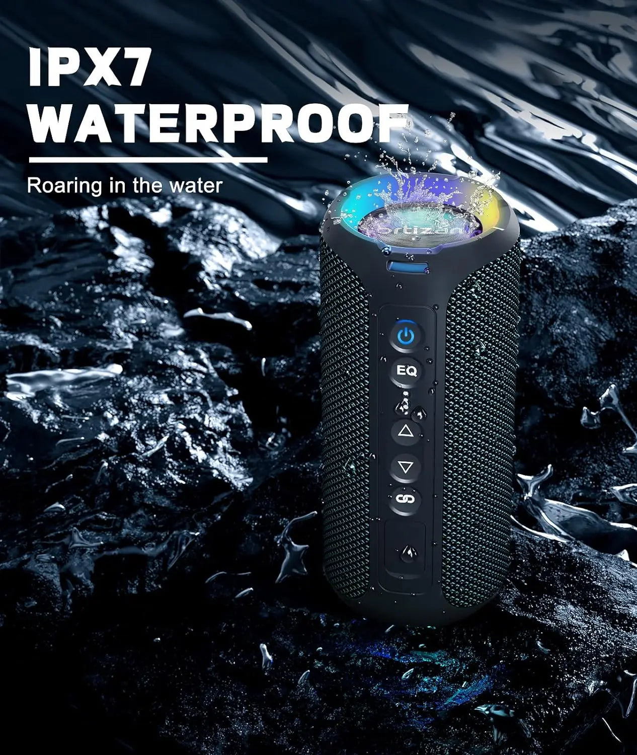 Ortizan X8 Pro Altoparlante Bluetooth Portatile 40 W Suono Stereo Impermeabile IPX7 Bassi Deep Luci RGB 30 Ore 3 EQ