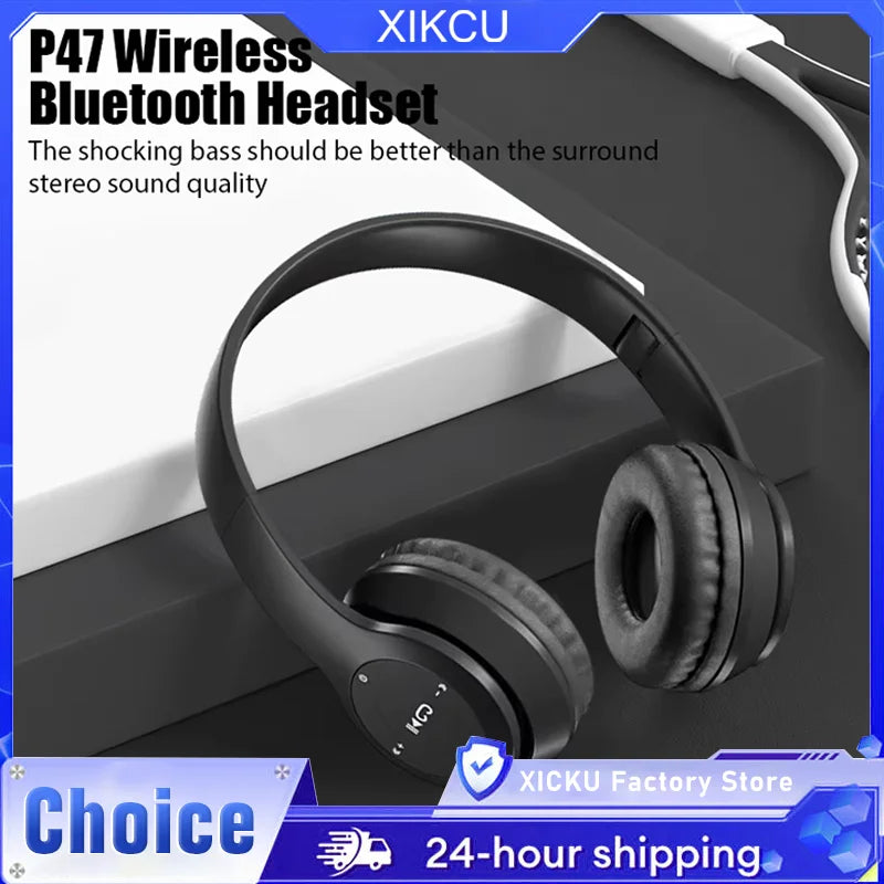 Cuffie Bluetooth P47 Con Microfono Pieghevoli HiFi Bassi Profondi Auricolari Stereo Per Smartphone TV Giochi