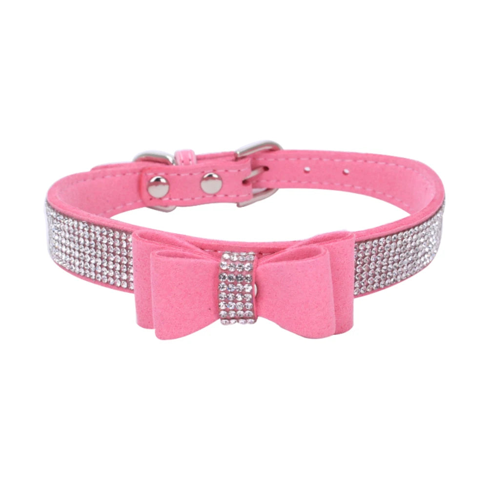 Guinzaglio Per Collare In Pelle Di Velluto Con Strass Bling E Decorazione Farfalla Accessori Di Moda