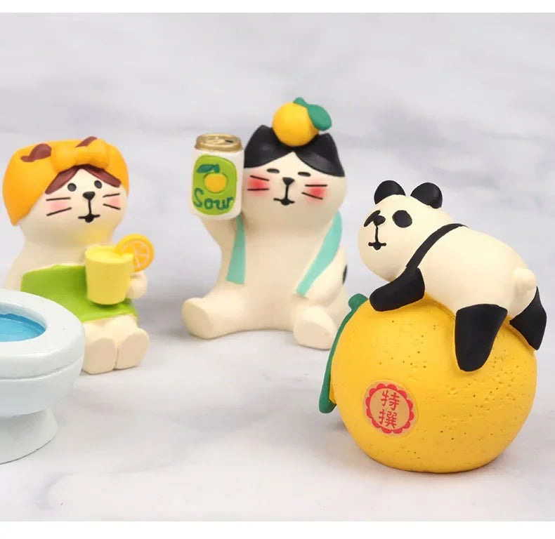 Gatto Limone In Resina Miniatura Pomelo Bath Series Decorazione Da Scrivania Regalo In Stile Giapponese Per Bambini 2024
