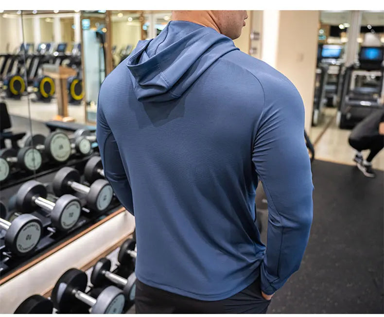 Giacca Sportiva da Uomo con Cappuccio Traspirante Manica Lunga Slim Fit Top da Corsa ad Asciugatura Rapida