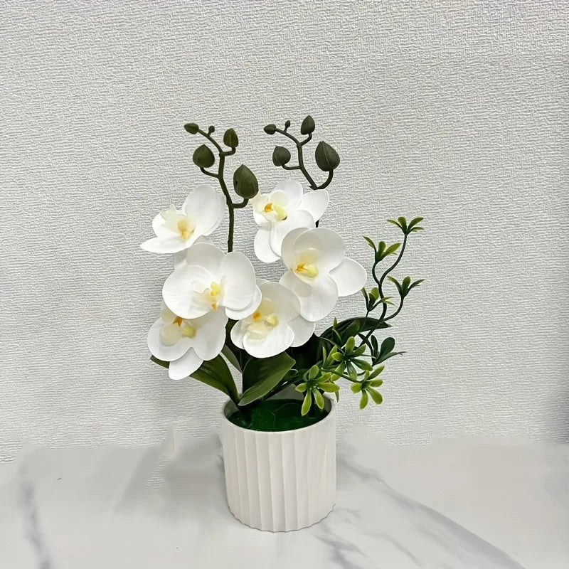 Doppio Pacchetto Farfalle Orchidee Artificiali Con 6 Fiori Verde Realistico Per Piante In Vaso Decorazione Interni