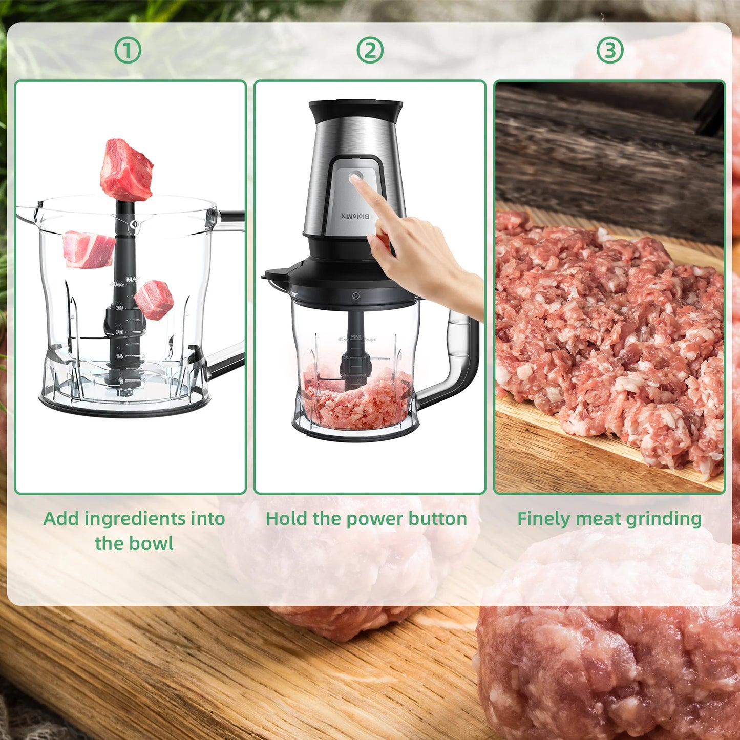 Biolomix TB23M Robot da Cucina 3 in 1 700W Potente Multifunzione Frullatore Spremiagrumi e Tritatutto per Famiglie